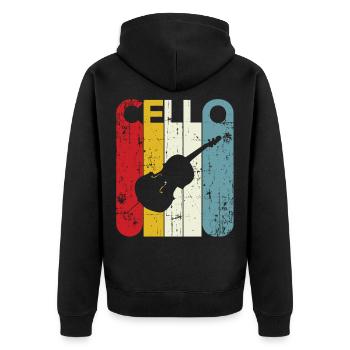 Cellist Gift Idea Cello Player Retro Cello 70s 80s - Unisex Premium Organic Zip Hoodie - black - Back - Nico (187cm)