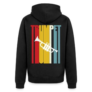Retro Trompeter Trumpeter Geschenkidee Jazz - Unisex Premium Bio Zip Hoodie - Schwarz - Hinten - Nico (187cm)