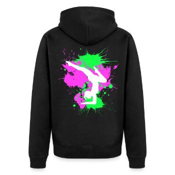 Kunstturnen Bodenturnen Fitness Sport Gymnastic - Unisex Premium Bio Zip Hoodie - Schwarz - Hinten - Nico (187cm)