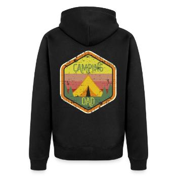 Camping Dad Tent Camper Gift Idea Vintage - Unisex Premium Organic Zip Hoodie - black - Back - Nico (187cm)