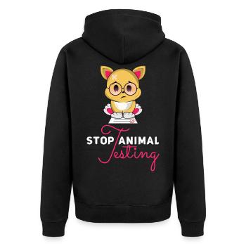 Stop Animal Testing Stops Animal Trials Gift - Unisex Premium Organic Zip Hoodie - black - Back - Nico (187cm)