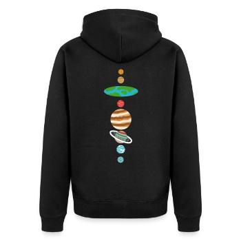 Flache Erde T-Shirt Flat Earth Geschenk Idee - Unisex Premium Bio Zip Hoodie - Schwarz - Hinten - Nico (187cm)