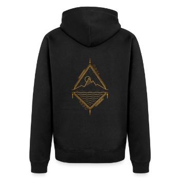 Paysage géométrique minimal - Veste à capuche bio Premium Unisexe - noir - Dos - Nico (187cm)