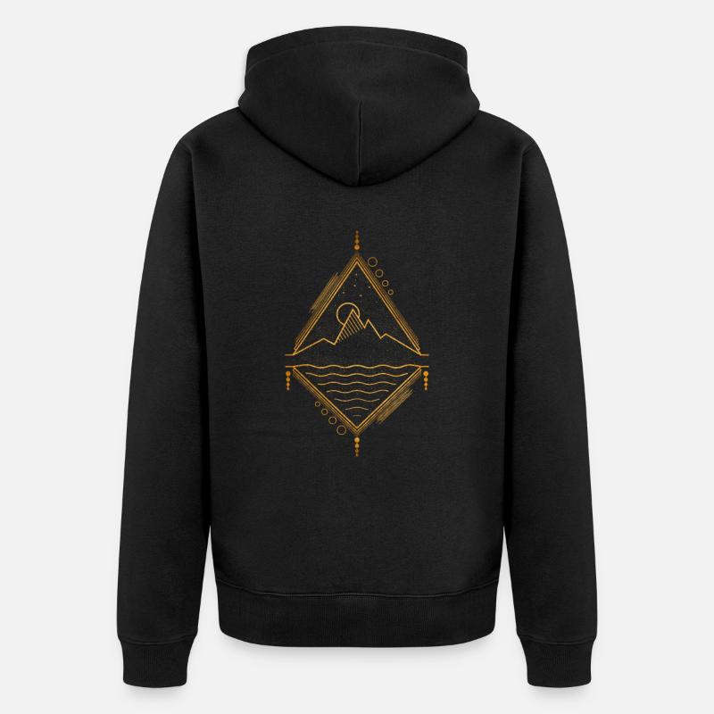Paysage géométrique minimal - Veste à capuche bio Premium Unisexe - noir