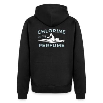 Chlorine Is My Perfume Swimmer Swimming Pool - Unisex Premium Organic Zip Hoodie - black - Back - Nico (187cm)