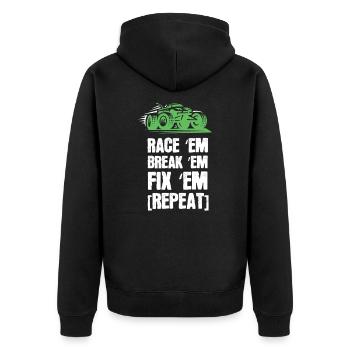 Race Em Break Em Fix Em Repeat Rc Car Modellauto - Unisex Premium Bio Zip Hoodie - Schwarz - Hinten - Nico (187cm)