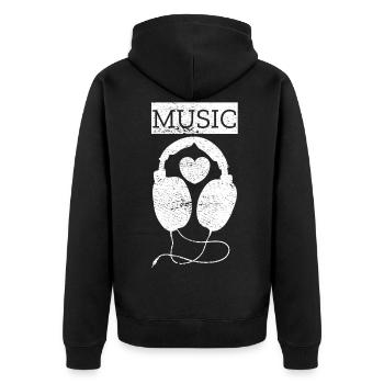 Casque musique musique coeur instrument pop rock cadeau - Veste à capuche bio Premium Unisexe - noir - Dos - Nico (187cm)