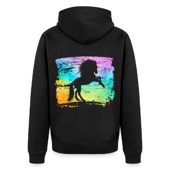 Horse Silhouette Stallion Mare Woman Love Gift - Unisex Premium Organic Zip Hoodie - black - Back - Nico (187cm)