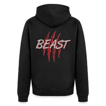 Beast / Beast & Beauty Duo Partnerlook - Unisex Premium Bio Zip Hoodie - Schwarz - Hinten - Nico (187cm)