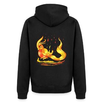 CURIOUS PHOENIX CHICK - Niedliches Phönix Küken - Unisex Premium Bio Zip Hoodie - Schwarz - Hinten - Nico (187cm)