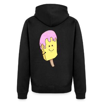 Eis Sommer Eisdiele Eiskrem Fantasy Comic Cartoon - Unisex Premium Bio Zip Hoodie - Schwarz - Hinten - Nico (187cm)
