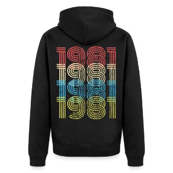 1981 Year of Birth - Retro Vintage Look Birthday - Unisex Premium Organic Zip Hoodie - black - Back - Nico (187cm)