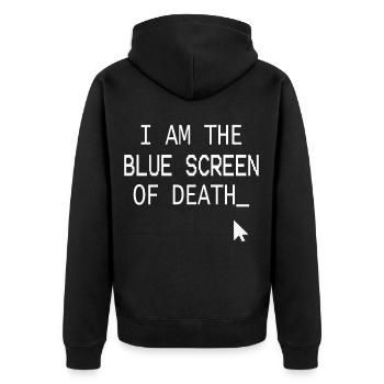 I am the Blue Screen of death1- Programmer Geek - Unisex Premium Bio Zip Hoodie - Schwarz - Hinten - Nico (187cm)