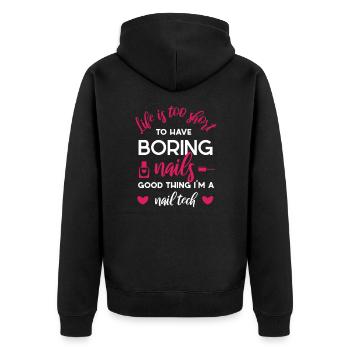 La vie est trop courte pour avoir des ongles ennuyeux - Veste à capuche bio Premium Unisexe - noir - Dos - Nico (187cm)