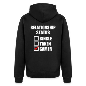 In einer Beziehung mit meiner Konsole - Unisex Premium Bio Zip Hoodie - Schwarz - Hinten - Nico (187cm)