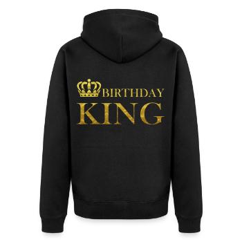 Birthday King König zum Geburtstag Krone Geboren - Unisex Premium Bio Zip Hoodie - Schwarz - Hinten - Nico (187cm)