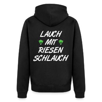 Lauch mit riesen Schlauch - Unisex Premium Bio Zip Hoodie - Schwarz - Hinten - Nico (187cm)