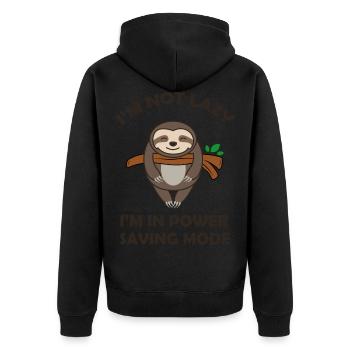 Lustiges Faultier I´m Not Lazy Fun Geschenk - Unisex Premium Bio Zip Hoodie - Schwarz - Hinten - Nico (187cm)