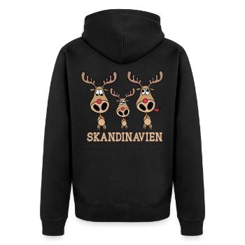 Skandinavien Norwegen Schweden Elch Rentier - Unisex Premium Bio Zip Hoodie - Schwarz - Hinten - Nico (187cm)