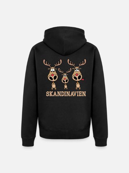 Scandinavië Noorwegen Zweden Eland Rendier - Uniseks Premium bio ziphoodie - zwart