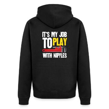 Mein Job Mit Nippel Spielen Klempner Installateur - Unisex Premium Bio Zip Hoodie - Schwarz - Hinten - Nico (187cm)