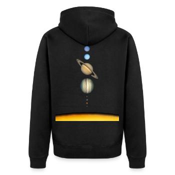 Sonnensystem - Unisex Premium Bio Zip Hoodie - Schwarz - Hinten - Nico (187cm)