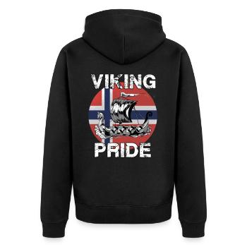 Wikinger Stolz Norwegen Norweger Boot - Unisex Premium Bio Zip Hoodie - Schwarz - Hinten - Nico (187cm)