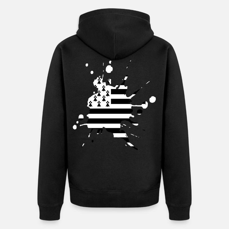 Tache drapeau Bretagne 2 - Veste à capuche bio Premium Unisexe - noir