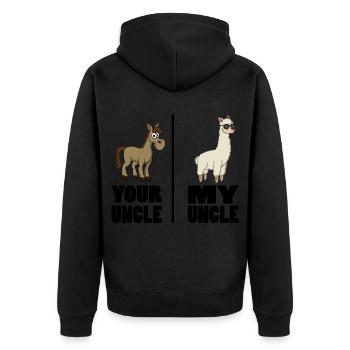 Your Uncle My Uncle Funny Unicorn Gift - Unisex Premium Organic Zip Hoodie - black - Back - Nico (187cm)