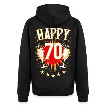 07 Happy 70 Glasses Stars - Veste à capuche bio Premium Unisexe - noir - Dos - Nico (187cm)
