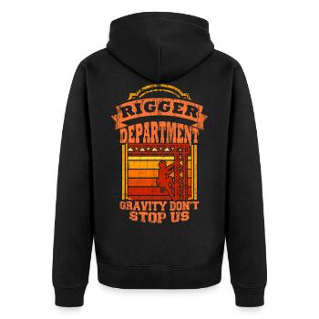 Rigger Stagecrew Crew Rigging Event Geschenk - Unisex Premium Bio Zip Hoodie - Schwarz - Hinten - Nico (187cm)