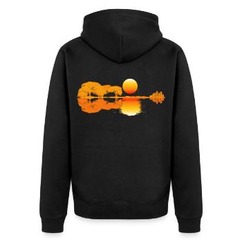 La guitare dans la nature Avec le coucher de soleil Cadeau - Veste à capuche bio Premium Unisexe - noir - Dos - Nico (187cm)