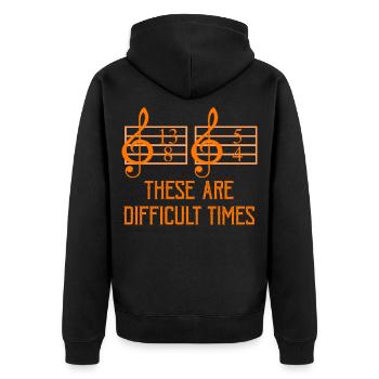 Musicians Sheet Music Difficult Times Music Gift - Unisex Premium Organic Zip Hoodie - black - Back - Nico (187cm)