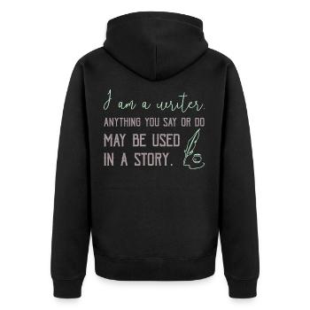 0267 History | Author | Writer | story - Unisex Premium Organic Zip Hoodie - black - Back - Nico (187cm)