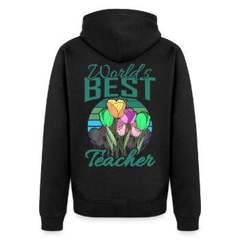 Meilleur professeur du monde avec un cadeau d'école de fleurs - Veste à capuche bio Premium Unisexe - noir - Dos - Nico (187cm)
