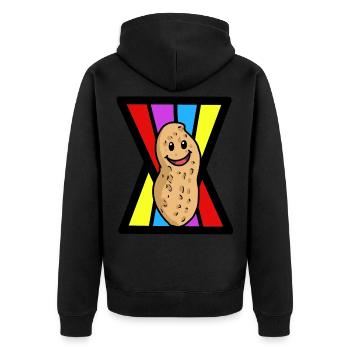 Erdnuss Erdnüsse Nuss Nüsse Nahrung fröhlich - Unisex Premium Bio Zip Hoodie - Schwarz - Hinten - Nico (187cm)