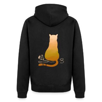 Cat with ball of yarn - Unisex Premium Organic Zip Hoodie - black - Back - Nico (187cm)