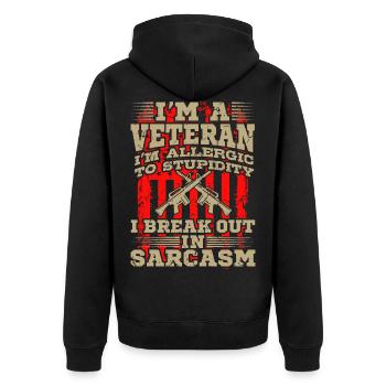 Veterans Day I Am A Veteran Gift - Unisex Premium Organic Zip Hoodie - black - Back - Nico (187cm)