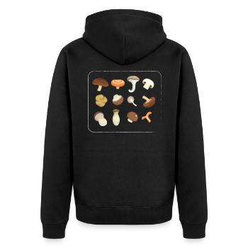 Mushrooms Collect mushroom chanterelle gift - Unisex Premium Organic Zip Hoodie - black - Back - Nico (187cm)