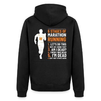 6 étapes de marathon course à pied - Veste à capuche bio Premium Unisexe - noir - Dos - Nico (187cm)