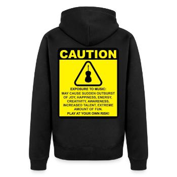 Achtung Cello Cellist Geschenkidee Cello Player - Unisex Premium Bio Zip Hoodie - Schwarz - Hinten - Nico (187cm)