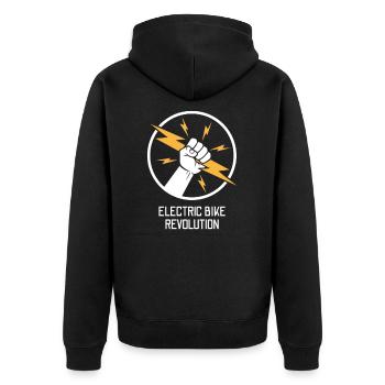 Electric Bike Revolution E-Bike Electric Bicycle Wheel - Unisex Premium Organic Zip Hoodie - black - Back - Nico (187cm)