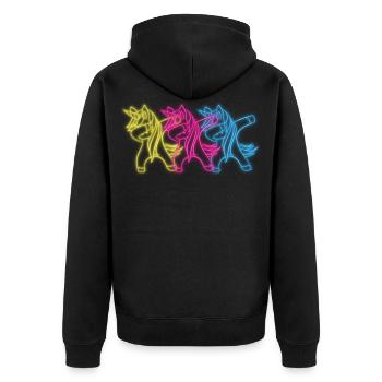 Tamponner Licorne des années 80 rétro signe néon femmes cadeau - Veste à capuche bio Premium Unisexe - noir - Dos - Nico (187cm)