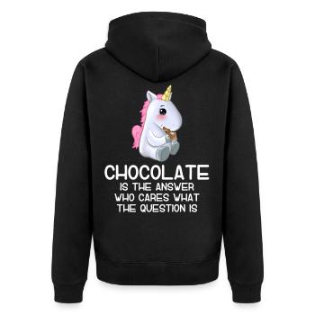 Le chocolat est la solution Idée cadeau Licorne - Veste à capuche bio Premium Unisexe - noir - Dos - Nico (187cm)