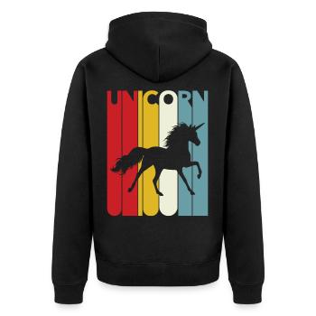 Einhorn-Retro Entwurfs-Einhorn-Liebhaber-Geschenk-Idee - Unisex Premium Bio Zip Hoodie - Schwarz - Hinten - Nico (187cm)
