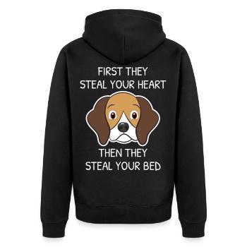 Lustiges Beagle-Geschenk für Beagle-Liebhaber stehlen Herz - Unisex Premium Bio Zip Hoodie - Schwarz - Hinten - Nico (187cm)