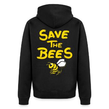 Retten Sie das Bienen-Naturforscher-Umweltschützer-Geschenk - Unisex Premium Bio Zip Hoodie - Schwarz - Hinten - Nico (187cm)