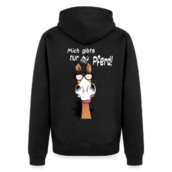 Mich gibts nur mit Pferde - Unisex Premium Bio Zip Hoodie - Schwarz - Hinten - Nico (187cm)