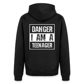 Danger je suis un adolescent anniversaire adolescent - Veste à capuche bio Premium Unisexe - noir - Dos - Nico (187cm)