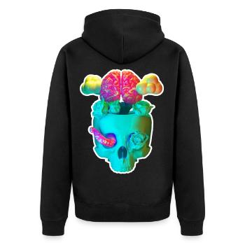 Blue skull - Unisex Premium Organic Zip Hoodie - black - Back - Nico (187cm)
